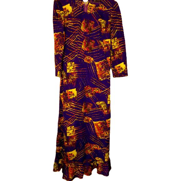 Vintage D Bess Psychedelic Ruffle Maxi Dress READ - Picture 9 of 9